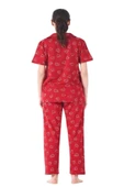 Estiva Kalpli Desen Önden Düğmeli Bayan Pijama Takım - 4