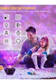 Yıldızlı Projektör Tavan Bulutsu Galaxy Lazer Işıklı Disko Topu Bluetooth Hoparlör Parti Led Lambası - 4