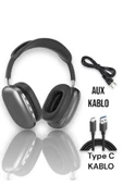 P9 Air Pro Max Kablosuz 5.0 Mikrofonlu Sd Kart Girişli Aux Kablolu Bluetooth Kulaklık thumbnail 2