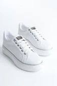 MINA Bağcıklı Ortopedik Taban Kadın Sneaker Spor Ayakkabı  CBT - Beyaz/Gümüş - 4