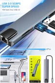 USB Çoklayıcı 8in1 Hub Type-C 4K Hdmı SD TF Kart Okuyucu Usb 3.0 Okuyucu Adaptör thumbnail 4