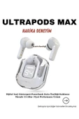Ultrapods Max Kablosuz Bluetooth Kulaklık Powerbank Özellikli Dijital Ekranlı Enc Modu - Beyaz thumbnail 2