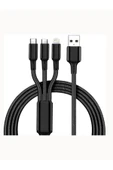 Huawei Xiaomi Samsung Iphone Uyumlu Örgü Hasır Çoklu Şarj Kablosu Type-c Micro Lightning thumbnail 1
