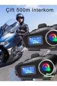 Q58 Max Dijital Ekranlı Kablosuz Motosiklet Kaskı İnterkom Çift Sürücü İletişimi 500m Stereo Mp3/FM - 2