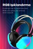 Kablosuz Oyuncu Kulaklığı 7.1 Full Rgb Işıklı Stereo Profesyonel Ses Kulaküstü Mikrofonlu Gaming - 8