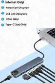 USB Çoklayıcı 8in1 Hub Type-C 4K Hdmı SD TF Kart Okuyucu Usb 3.0 Okuyucu Adaptör thumbnail 3