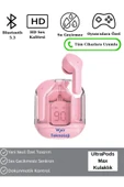 Ultrapods Max Kablosuz Bluetooth Kulaklık Powerbank Özellikli Dijital Ekranlı Enc Modu - Pembe thumbnail 1