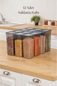 12'li Kavanoz Seti & Saklama Kabı & Erzak Kabı 12x1900 Ml (20 Lı Etiket Hediyeli) - 1
