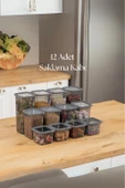 12'li 3 Boy Kavanoz Seti & Saklama Kabı & Erzak Kabı 6x650/1300/1900 Ml (40 Lı Etiket Hediyeli) - 1