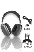 P9 Air Pro Max Kablosuz 5.0 Mikrofonlu Sd Kart Girişli Aux Kablolu Bluetooth Kulaklık thumbnail 4