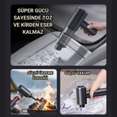 Polham 130W 20.000PA 7800Mah Şarjlı Profesyonel Araç Süpürgesi, Led Işıklı Oto Süpürge ve Üfleme Makinası thumbnail 2