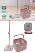 Flora Kare Spin Mop Set, Temiz ve Kirli Suyu Ayıran Mikrofiber Döner Temizlik Seti 1+1 Mop thumbnail 6