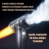 Polham 130W 20.000PA 7800Mah Şarjlı Profesyonel Araç Süpürgesi, Led Işıklı Oto Süpürge ve Üfleme Makinası thumbnail 12