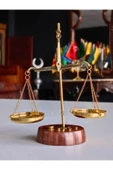 Ofisinize Sanat Katın 3’lü Masaüstü Dekorasyonu Batmayan Gemi Biblosu Kum Saati ve Adalet Terazisi - 5