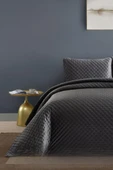 Bianca Tek Kişilik Lüks Kadife Yatak Örtüsü Antrasit - 1