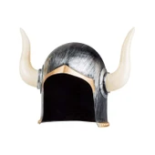 Mega Boynuzlu Viking Ivar Kaskı Eskitilmiş Desen Gümüş Renk - 1