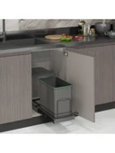 Starax S-2571-A Teleskopik Raylı Plastik 24 Lt. Antrasit Çöp Kovası thumbnail 2