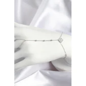 Pirinç Zirkon Taşlı Yonca Model Gümüş Renk Şahmeran - Tj-sn718 - 1
