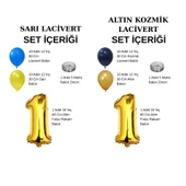 Sarı Lacivert Taraftar Temalı Doğum Günü Seti Sarı Lacivert Balonlar Altın Folyo Rakam - 2