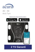 Acura Ac-50 CE Onaylı Yağ Su Kas ve Kilo Ölçer Akıllı Tartı thumbnail 3