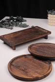 Bambum 3 Parça Pavlonya Heritage Ahşap Sunum ve Servis Seti – Dikdörtgen ve Yuvarlak Servis Tabakları thumbnail 2