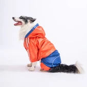 Pawstar BiColor Turuncu-Lacivert Polarlı Su Geçirmez Orta-Büyük Irk Köpek Yağmurluk Tulum thumbnail 1
