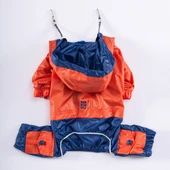 Pawstar BiColor Turuncu-Lacivert Polarlı Su Geçirmez Orta-Büyük Irk Köpek Yağmurluk Tulum thumbnail 4