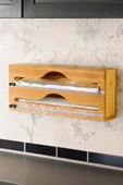 Bundeba Bambu 2 Bölmeli Streç ve Folyo Kesici Tezgah Üstü Çekmece İçi Organizer 33,5x15,5x8 Cm - 4