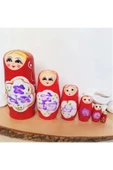 elisalife Ahşap İç  içe Geçen 6 Parçalı Eğlenceli Dekoratif Matruşka Bebek - 1
