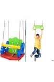 elisalife İkili Oyun Set Büyük Boy Emniyet Kemerli Salıncak  Ve Barfiks Oyuncağı - 1