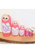 elisalife Ahşap İç  içe Geçen 6 Parçalı Eğlenceli Dekoratif Matruşka Bebek - 3