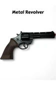 elisalife Metal Kovboy Toplu Tabanca Revolver Silah Taşıma Kılıflı 25 Cm Kapsül Tabancası - 1