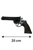 elisalife Metal Kovboy Toplu Tabanca Revolver Silah Taşıma Kılıflı 25 Cm Kapsül Tabancası - 3