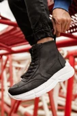 Pabucmarketi Fermuarlı Bağcık Detaylı Erkek Sneaker Bot Siyah thumbnail 2