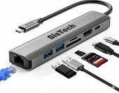 Ally BYL-2303 7 in 1 Dönüştürücü Çoğaltıcı Hub - Type-C To 1000Mbps Ethernet 4K HDMI USB 3.0 PD100W SD-TF Cards - 1