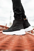 Pabucmarketi Fermuarlı Bağcık Detaylı Erkek Sneaker Bot Siyah thumbnail 6