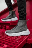 Pabucmarketi Fermuarlı Bağcık Detaylı Erkek Sneaker Bot Antrasit - 5