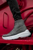 Pabucmarketi Fermuarlı Bağcık Detaylı Erkek Sneaker Bot Antrasit - 3