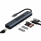 Ally BYL-2303 7 in 1 Dönüştürücü Çoğaltıcı Hub - Type-C To 1000Mbps Ethernet 4K HDMI USB 3.0 PD100W SD-TF Cards - 3
