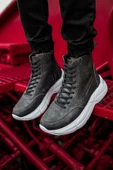 Pabucmarketi Fermuarlı Bağcık Detaylı Erkek Sneaker Bot Antrasit - 2