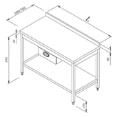 Öztiryakiler Çalışma Tezgahı Taban Raflı Tek Çekim Sırtlı 140x70 Cm - 1