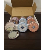 Otantik Mandala Tasarımlı Nazar Boncuklu Büyüteçli Kozmetik Yuvarlak Cep Çanta Aynası Kapaklı El Makyaj Aynası 7CM - 4