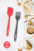 Spatula ve Fırça Seti, Isıya Dayanıklı Yanmaz Yapışmaz Silikon Spatula ve Yumurta Fırçası Set Renkli thumbnail 1