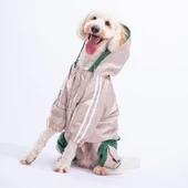 Pawstar BiColor Bej-Yeşil Polarlı Su Geçirmez Orta-Büyük Irk Köpek Yağmurluk Tulum - 3