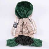 Pawstar BiColor Bej-Yeşil Polarlı Su Geçirmez Orta-Büyük Irk Köpek Yağmurluk Tulum - 5