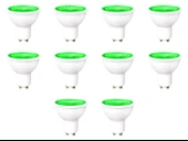 ZMR-121/B.YY 10’lu 7W GU10 LED Çanak Ampul Seti Yeşil Renk Mercekli 540lm Yüksek Verimli Aydınlatma - 1