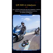 Q58-max Radyolu 2 Kişi Bağlantılı Bluetooth Kask Kulaklık Ekranlı Fenerli Müzik Ve Telsiz Intercom - 3