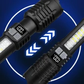 Valkyrie Şarjlı LED El Feneri 5 Işık Modu Type-C Şarjlı Çakar Modlu Zoom Özellikli thumbnail 8