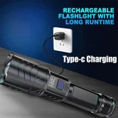 Valkyrie Şarjlı LED El Feneri 3 Mod Zoom Dijital Göstergeli Type-C Hızlı Şarj thumbnail 7