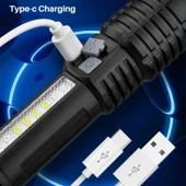 Valkyrie Şarjlı LED El Feneri 5 Işık Modu Type-C Şarjlı Çakar Modlu Zoom Özellikli thumbnail 9